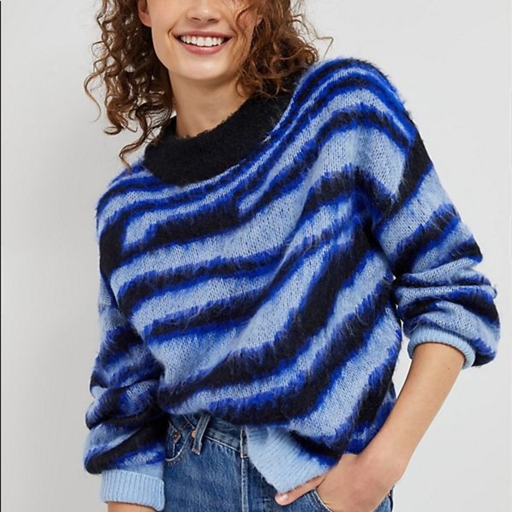 Anthropologie Salma Striped Eyelash Sweater